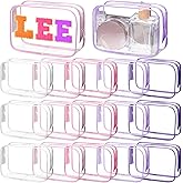 Shinylin 15 Pcs Clear Makeup Bag with Zipper PVC Toiletry Bag Portable Waterproof Make up Pouches Clear Makeup Case Organizer for Women Travel Toiletries Bathroom Organizing (Pink and Purple)
