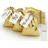 DOYIDE 100Pcs Gold Drawstring Gift Bags, 5x7in Jewelry Bags Drawstring Pouches, Shiny Wedding Party Favor Bags, Sachet Bags Empty for Birthday Party Christmas Baby Shower Candy Favors