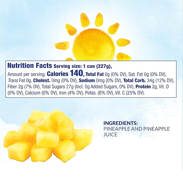 DOLE CANNED FRUIT, CRUSHED PINEAPPLE IN 100% PINEAPPLE JUICE, GLUTEN FREE, PANTRY STAPLES, 8 OZ, PACKAGING MAY VAY