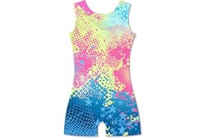 uideazone Gymnastics Leotards for Girls Sparkly Ballet Unitard with Shorts One-Piece Biketards Outfits for Toddler 2-9T