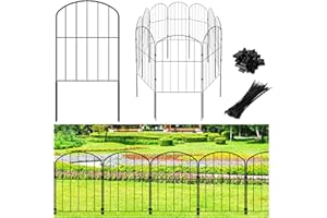 Decorative Garden Fence 24in (H) x 10.5ft (L), 10 Panels No Dig Garden Fencing Animal Barrier for Dogs Rabbits Arched Flower 