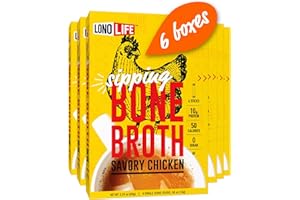 LonoLife Chicken Bone Broth Powder Mix | 10g Protein | Collagen-Rich, Keto & Paleo Friendly | Natural Ingredients | 24 Portable Stick Pack Servings