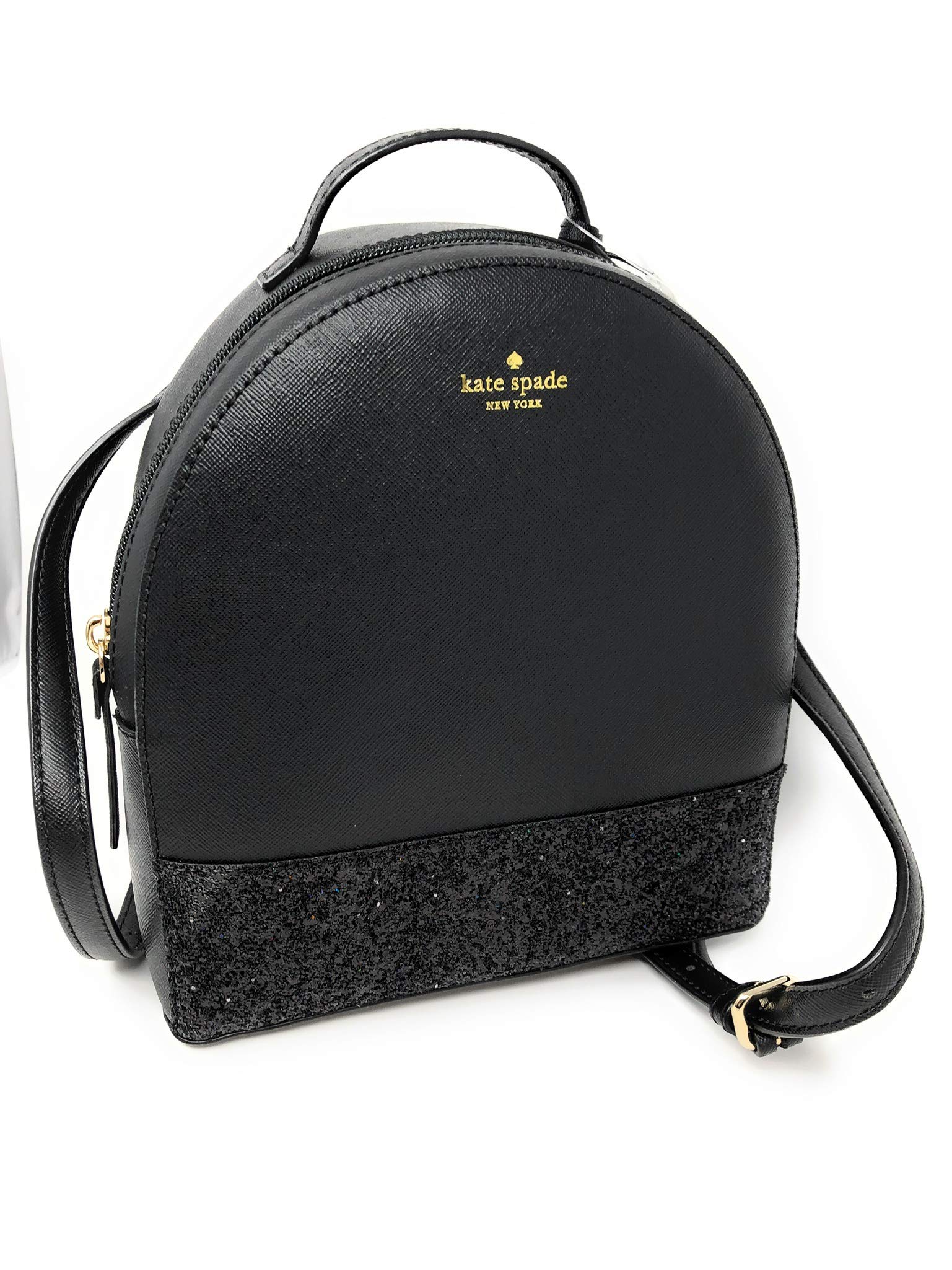 Kate Spade Black and Glitter Backpack Kate Spade Natalie Black Velvet Mini Backpack, Quilted  main image 2