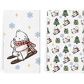 Christmas Kitchen Towels Polar Bear 18 x 26 Inch Set of 2 Dish Towels Hand Towels for Winter Holiday Home Indoor Bathroom Party Dining Decor Gifts