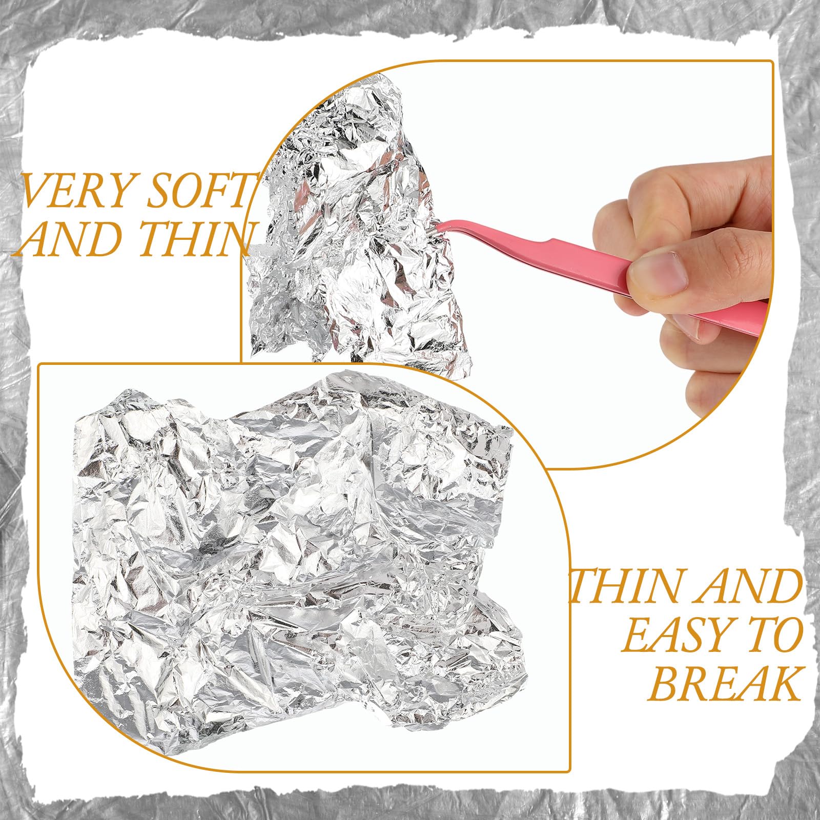 Qilery 500 Pcs Silver Leaf Sheets Gilding Thin Foil Paper for Crafts Imitation Metallic Silver Foil Flakes for Home Project Furniture Decoration Painting, 5.5 x 5.5 Inches