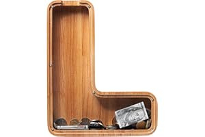 Sulevalt 12" Extra Large Wooden Letter Piggy Banks - Piggy Banks for Boys Girls Kids, Alphabet Money Banks with Initial L - Coin Banknote Bank Birthday/Christmas for Kids