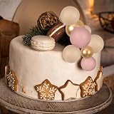 Gyufise 30Pcs Ball Cake Toppers Colorful Pearl Round Picks Apricot Gold Brown view 4