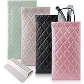 RARKVEN 4Pcs Sunglasses Pouch Squeeze Top,3.5"X7.1" Sunglasses Case Soft,PU Leather Soft Slim Eyeglass Case