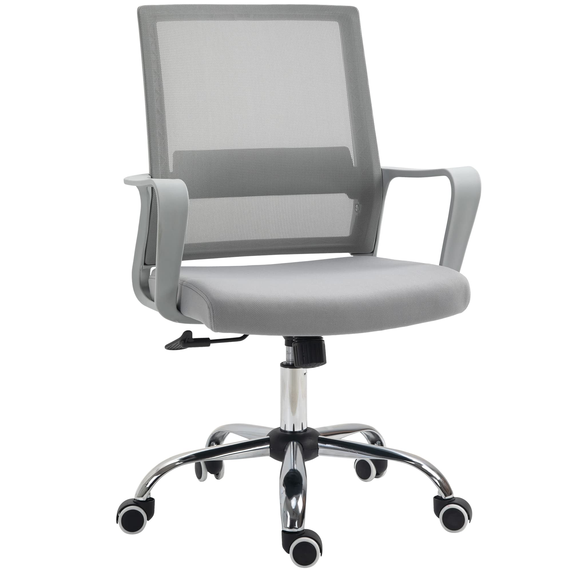 Vinsetto Office Chair, Ergonomic Desk Chair, Mesh Computer Chair with Back Support, Adjustable Height and Swivel Rolling Wheels, Grey