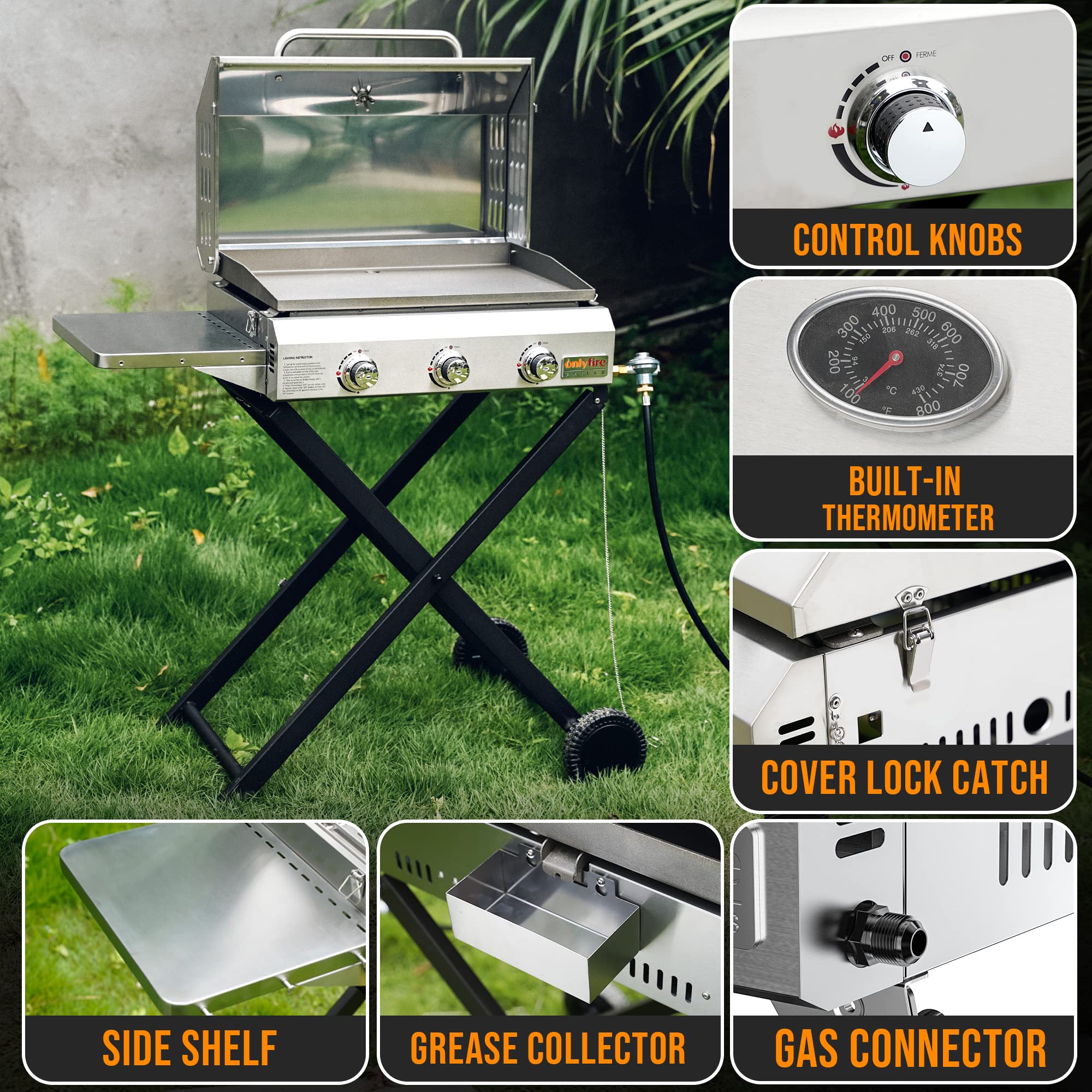 Mua Onlyfire Portable BBQ Gas Griddle 3Burner with Foldable Cart