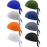 Foaincore 8 Pack Do Rags for Men | Breathable Moisture-Wicking Skull Cap Bandanas, Elastic Tie-back Helmet Liners, Head Scarf Wraps for Cycling, Sports, Work