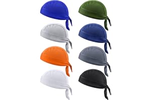 Foaincore 8 Pack Do Rag Skull Caps for Men Sweat Wicking Doo Rags Cooling Helmet Liner Cycling Motorcycle Bandana