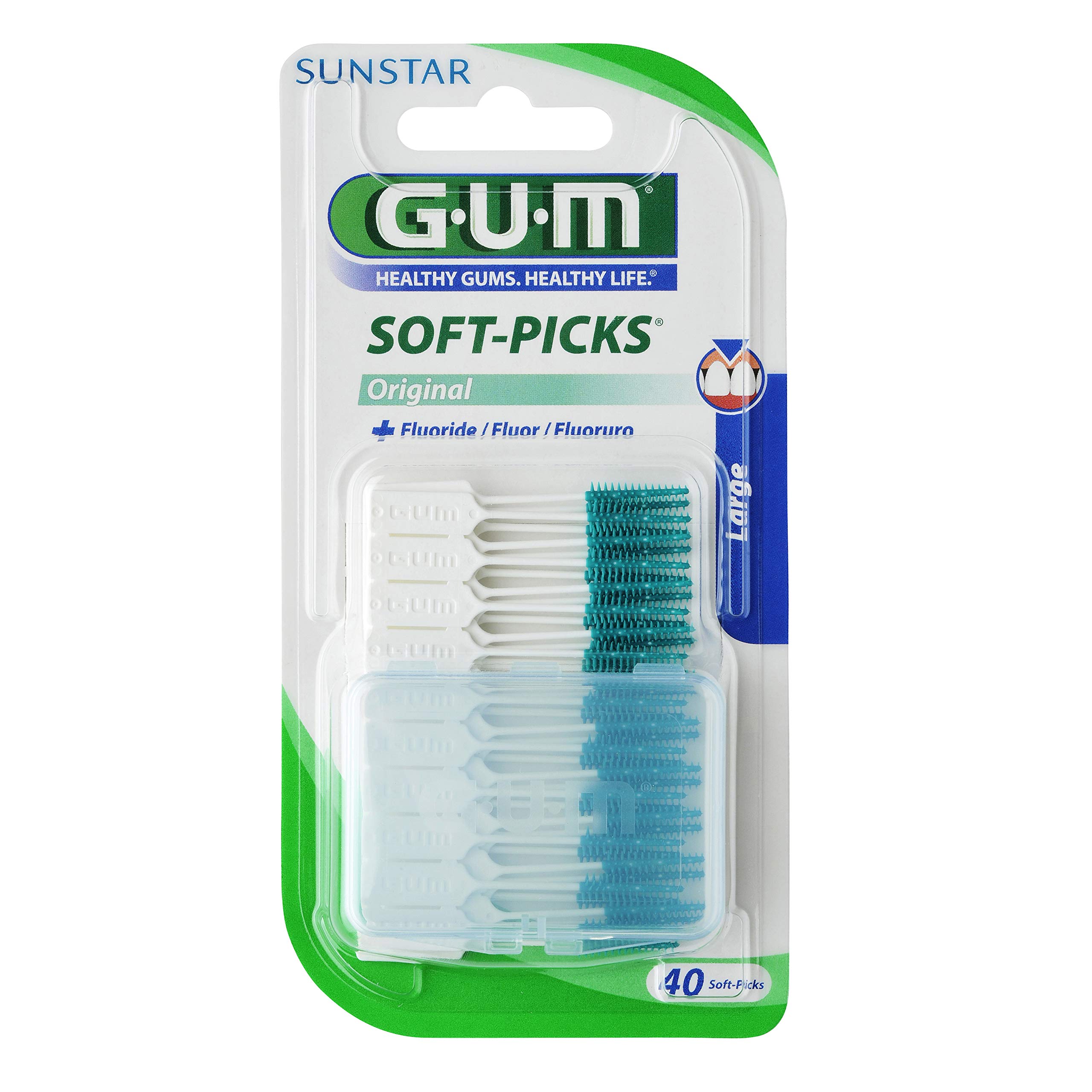 Gum Dental Soft Picks Large Interdental Brushes Pack of 3 (3x Pack of 40)