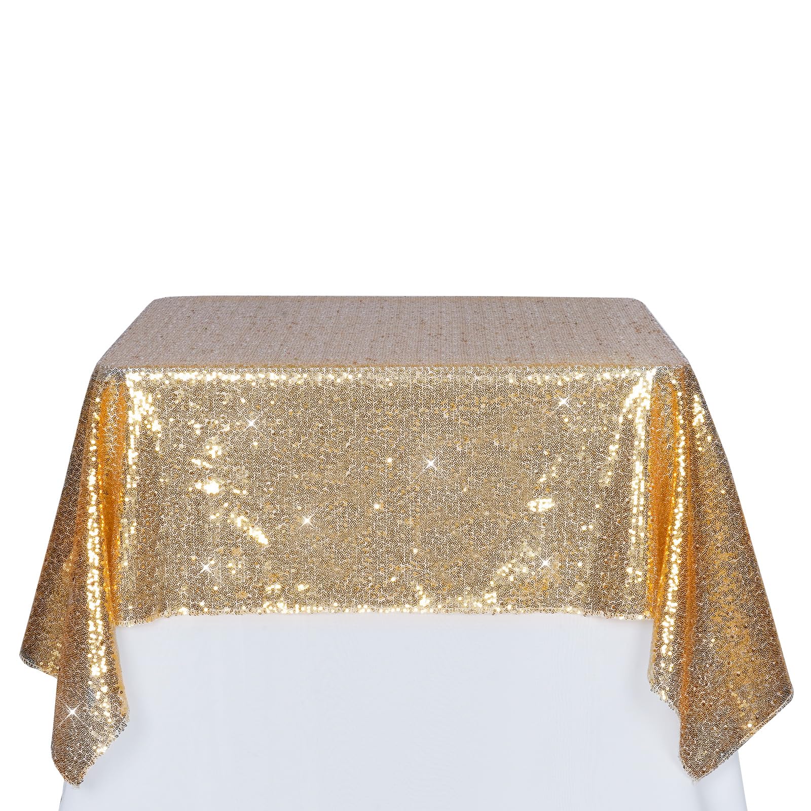 PartyDelight Sequin Tablecloth Light Gold Square Table Cloth 50"x 50" for Wedding Party Birthday Bridal Baby Shower Other Events Decorations — image 1