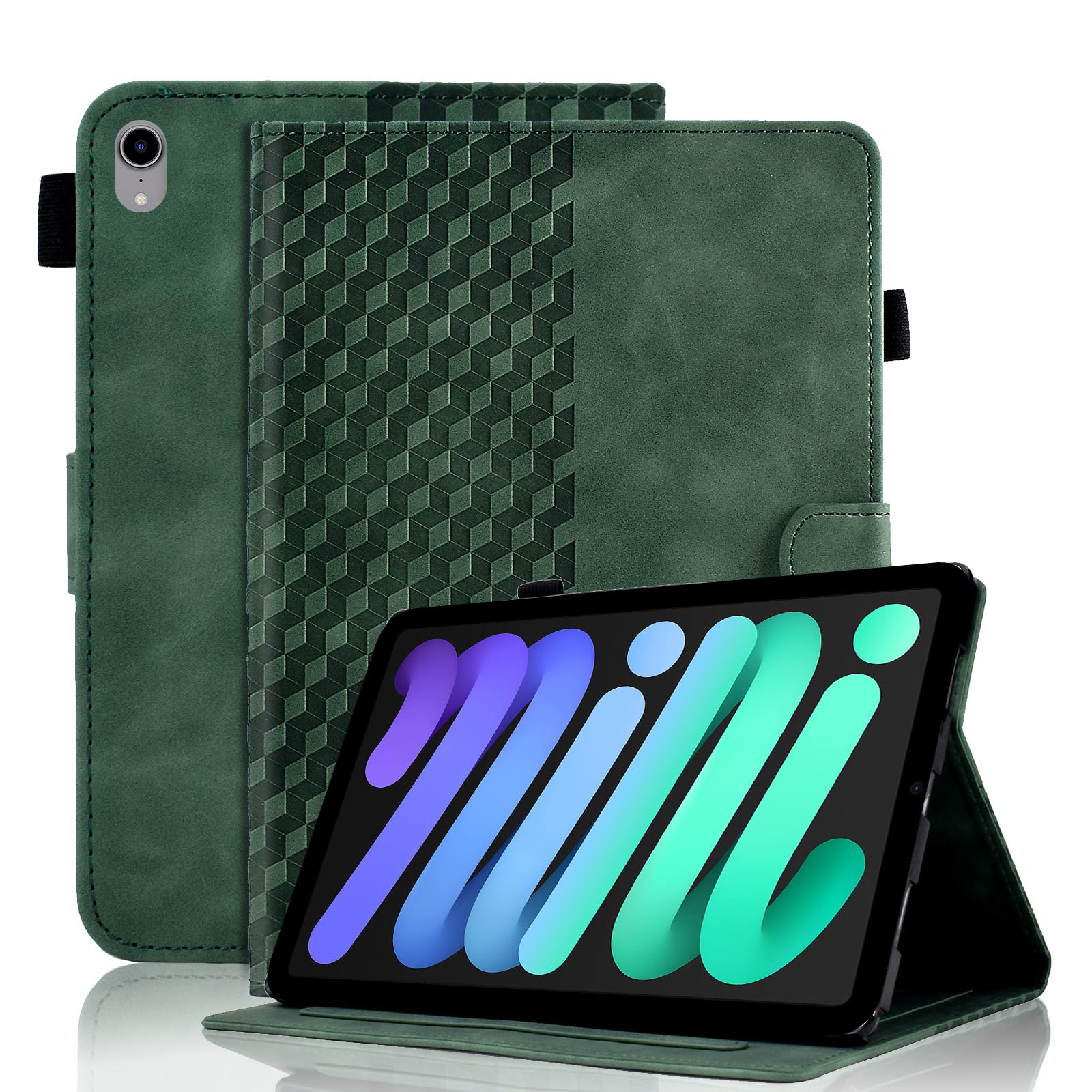 Vkooer Case for iPad Mini 7 (A17 Pro) 2024 7th Generation / iPad MINI 6th Generation 2021 8.3 inch, PU Leather Folio Flip Cover Smart Shell with Auto Sleep/Wake Multi Angle Viewing Stand, Dark green