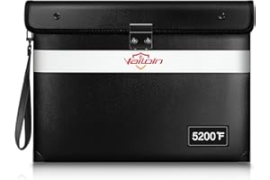 VAILOIN Fireproof Document Bag with Lock,5200°F Insulated (13.9"x10.6"),Lockable Fire Water Proof Money Pouch with Water Resistant Zipper,Safe Notary Bag with Lock,for Important Documents,Valuables (Black)