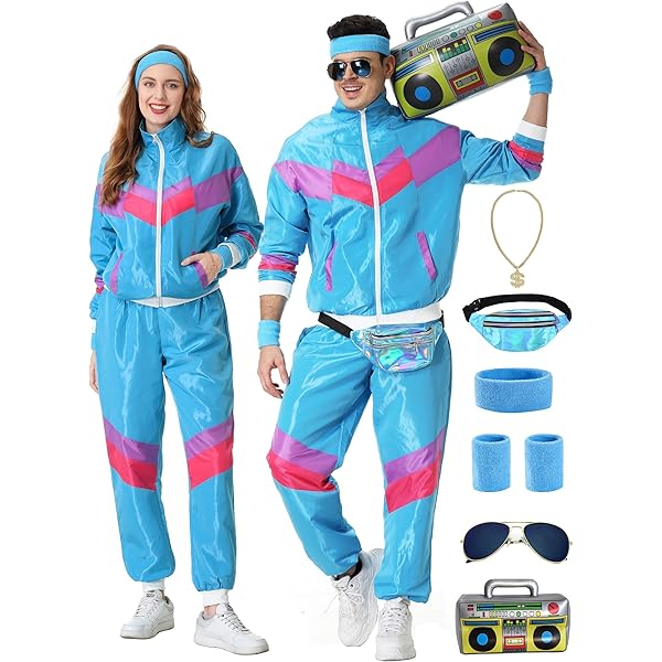 OPAEHJF 80s Men Workout Costume Halloween Cosplay Couples Outfits - View #10