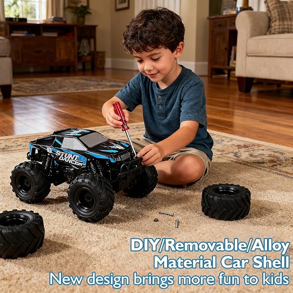 UFILNI 1:24 WATERPROOF MONSTER TRUCK TOYS RC CARS: AMPHIBIOUS REMOTE CONTROL CAR TRUCKS 4WD ALL TERRAIN OFF-ROAD PICKUP TOY FOR 6 7 8 9 10 11 12 YEAR OLD BOYS GIRLS KIDS GIFTS PRESENTS BLUE