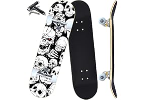 ANYFUN Pro Complete Skateboards for Beginners Girls Boys Kids Youths Teens Adults 31"x8" Skate Boards 7 Layers Canadian Maple