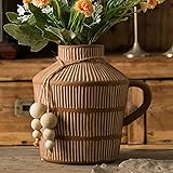 Mowtanco Rustic Farmhouse Vase with Handle and Boho
