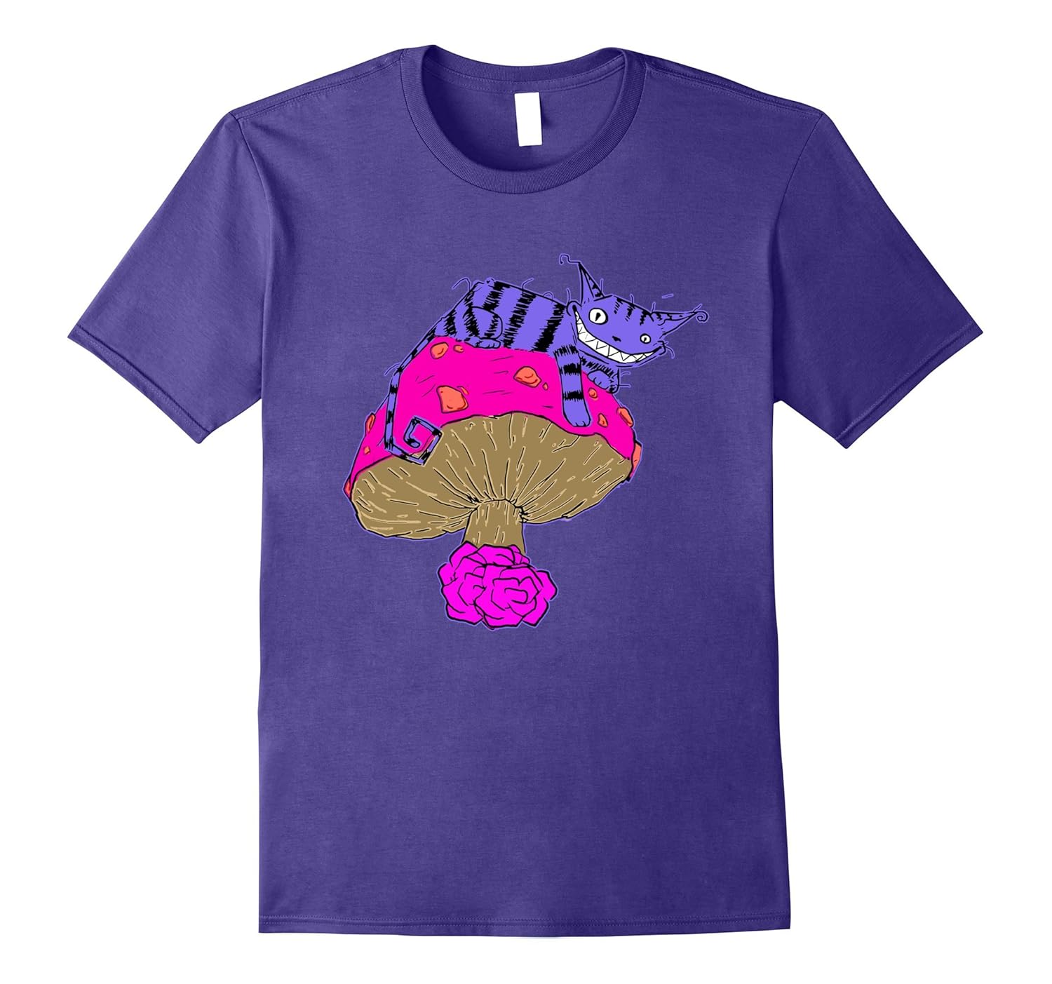 Alice in Wonderland Cheshire Cat Edible Mushroom T-Shirt-Rose