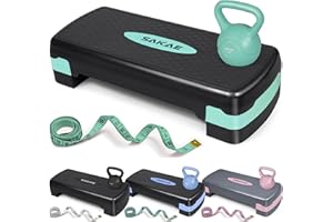 SAKAE Step Aerobics Platform Set with Kettlebell & Measuring Tape, Aerobic Steppers for Exercise at Home, Adjustable Height 2