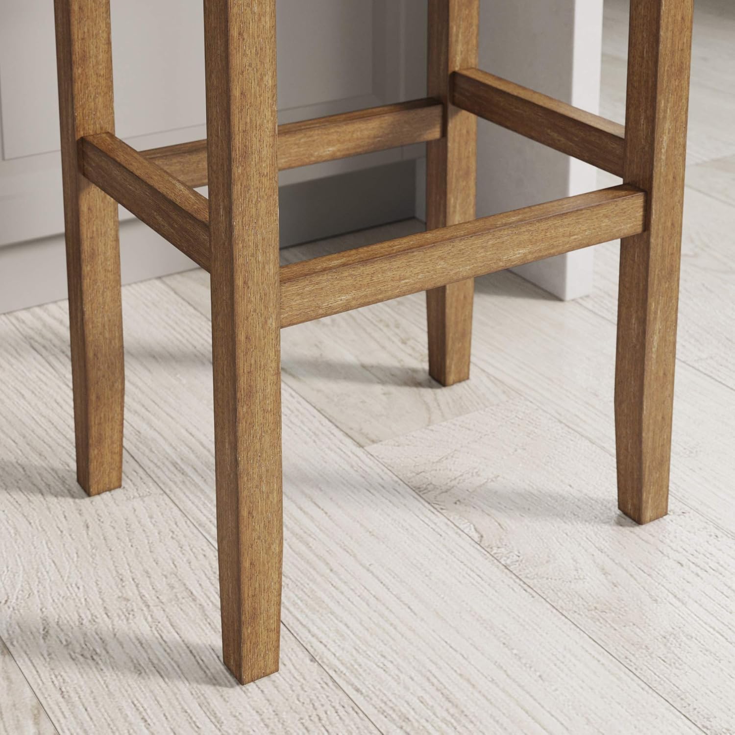 Nathan James Hylie Nailhead Wood Pub-Height Kitchen Counter Bar Stool 29", Natural Flax/Light Brown: Furniture & Decor
