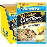 StarKist Chicken Creations Zesty Lemon Pepper, 2.6oz Pouch, 12-Pack | 11g Protein Per Serving, Fully Cooked White Meat, Gluten Free, Soy Free, No Draining, Ready to Eat