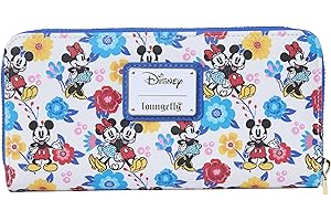 Loungefly Disney Mickey Minnie Floral Wallet, Red Blue