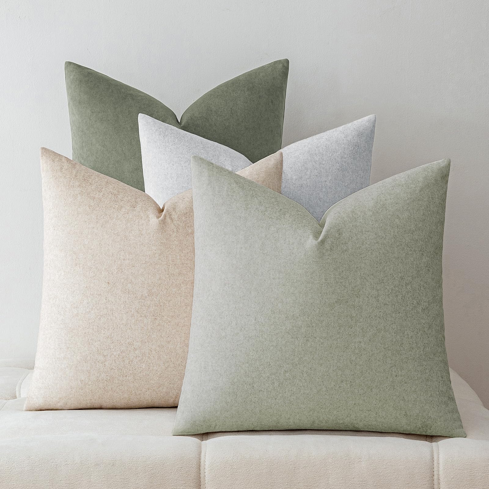 a moment Waterproof Throw Pillow Covers Set of 4,20x20 Inch Outdoor Stain Resistant Pet Friendly Pillowcases Cushion Covers for Patio Sofa and Living Room,Green