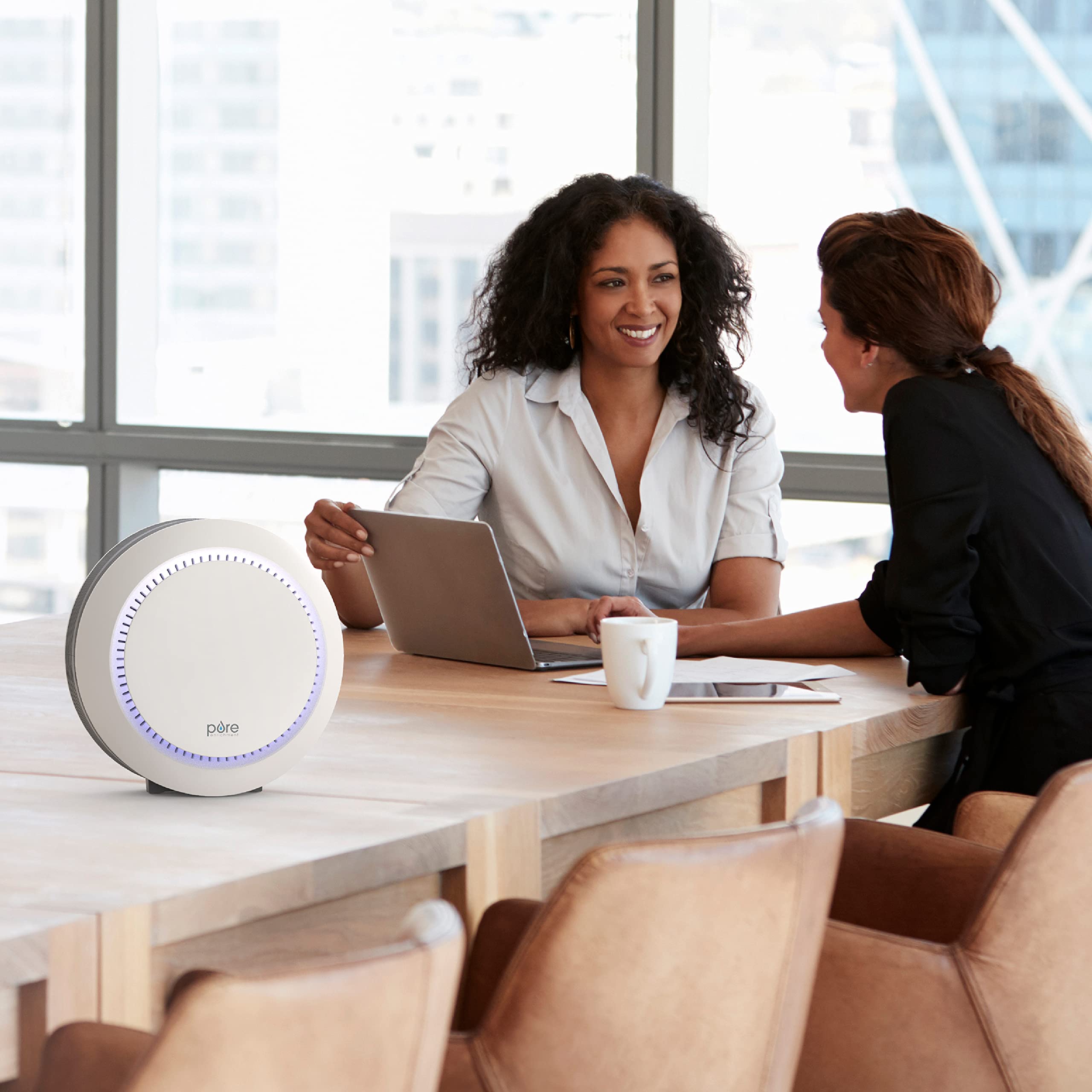Pure Enrichment PureZone Halo Medium Room Air Purifier, 2 Stage Filtration, Purifies Air of Smoke, Pollen, Dust, and Pet Hair - Easily Fits on Tables, Desks, and Nightstands (White)