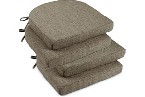 downluxe Indoor Chair Cushions for Dining Chairs, Soft and Comfortable Textured Memory Foam Kitchen Chair Pads with Ties and 