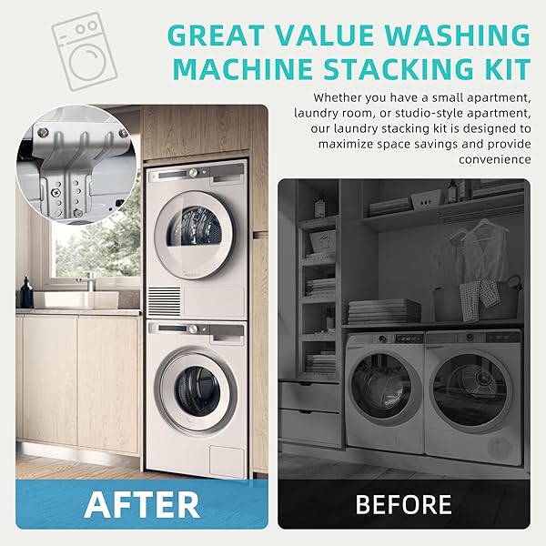 UPGRADED SKK-8K FIT FOR SAM.SUNG STACKING KIT 27 INCH WIDE FRONT LOAD WASHER AND DRYER, REPLACEMENT PARTS SKK-7A SK-5A SK-5AXAA BY AMI PARTS