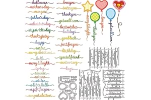 GLOBLELAND Balloon Line Blessings Cutting Dies for Birthday Card Making Holiday Heart Balloons Metal Die Cuts Greetings Shake