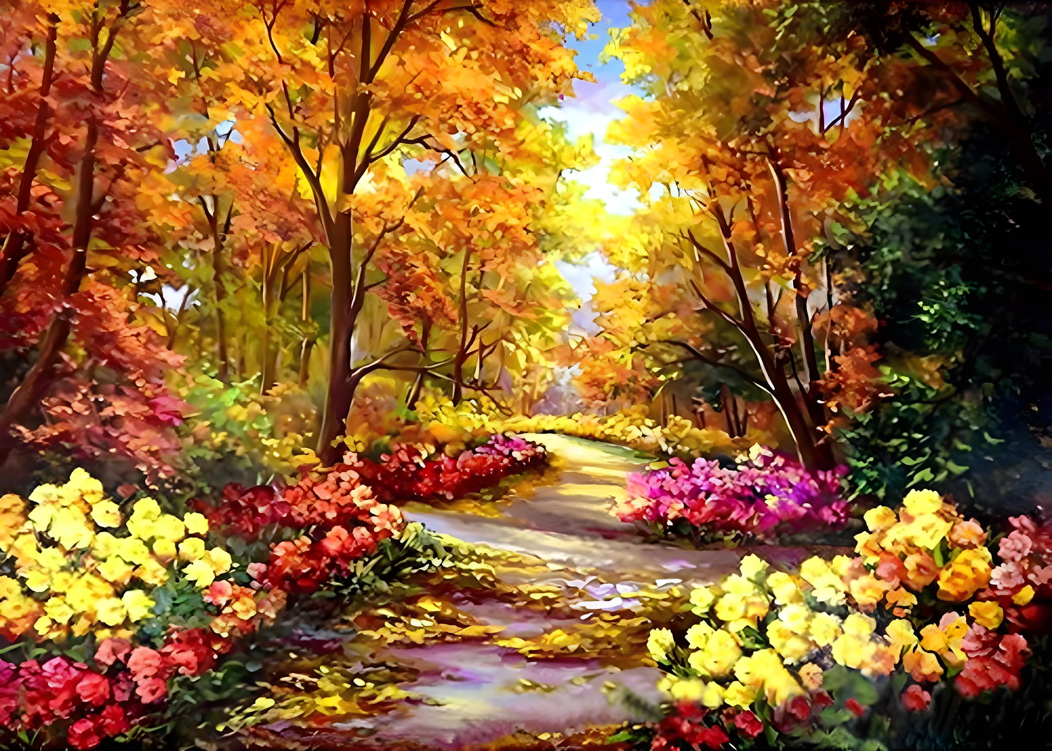 MXJSUA DIY 5D Diamond Painting Full Square Drill Kits Diamond Painting Arts Kits for Adults, Gem Arts Painting Rhinestone Picture Art Craft for Home Wall Decor 30x40 Autumn Landscape Blossom