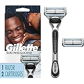 Gillette SkinGuard Razors for Men, 1 Razor Handle and 2 Razor Blade Refills, Designed for Men with Sensitive Skin, Razor Bumps, and Shaving Irritation