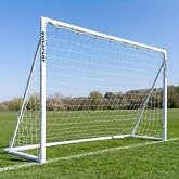 QuickPlay Q-Fold Folding Soccer Goal - Weatherproof PVC for Backyard | Folds flat in 30 sec, Built to last outdoors, Stores flat when folded, Soccer practice at home, Develops soccer skills