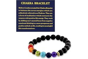 Believe London Gemstone Healing Chakra Bracelet Anxiety Crystal Natural Stone Men Women Stress Relief Reiki Yoga Diffuser Semi Precious