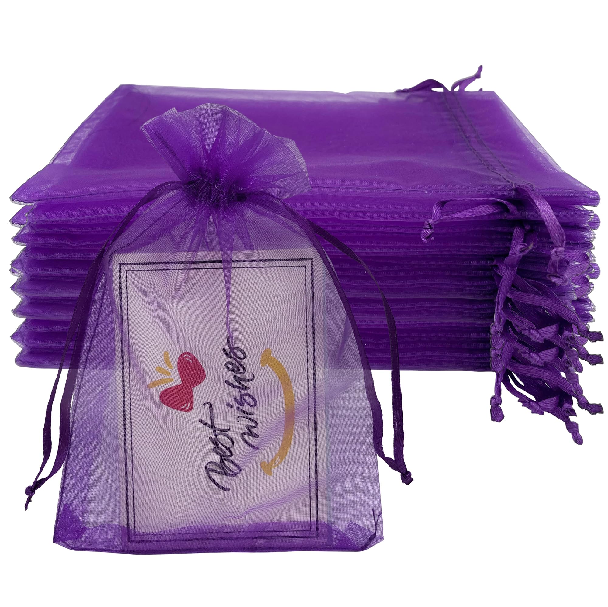 Photo 1 of Jexila 100PCS Sheer Purple Organza Gift Bags 4''X6'' with Drawstring Small Mesh Jewelry Sachet Bags for Birthday Halloween Party Favor Goodie Candy Bags (Purple)