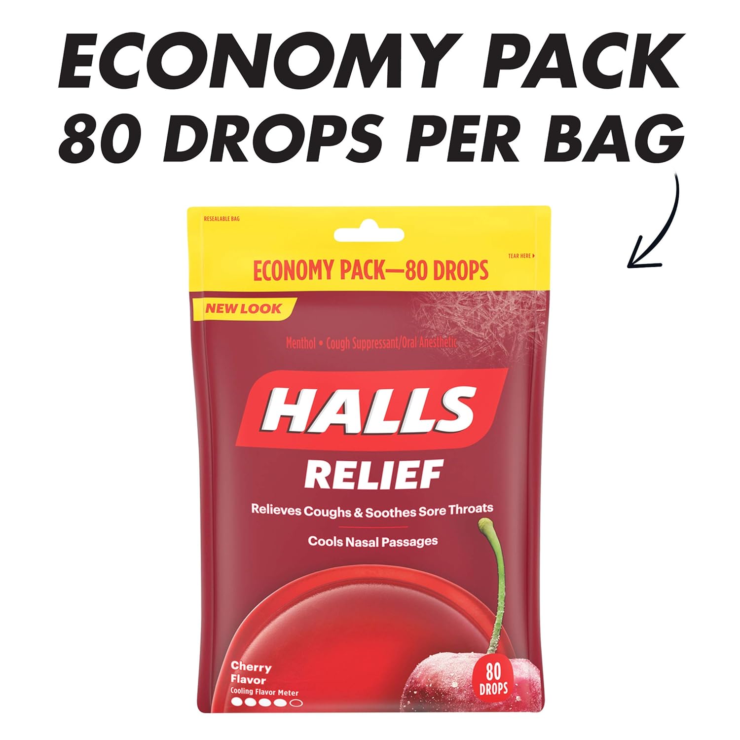 HALLS Relief Cherry Cough Drops, 80 Drops: Prime Pantry