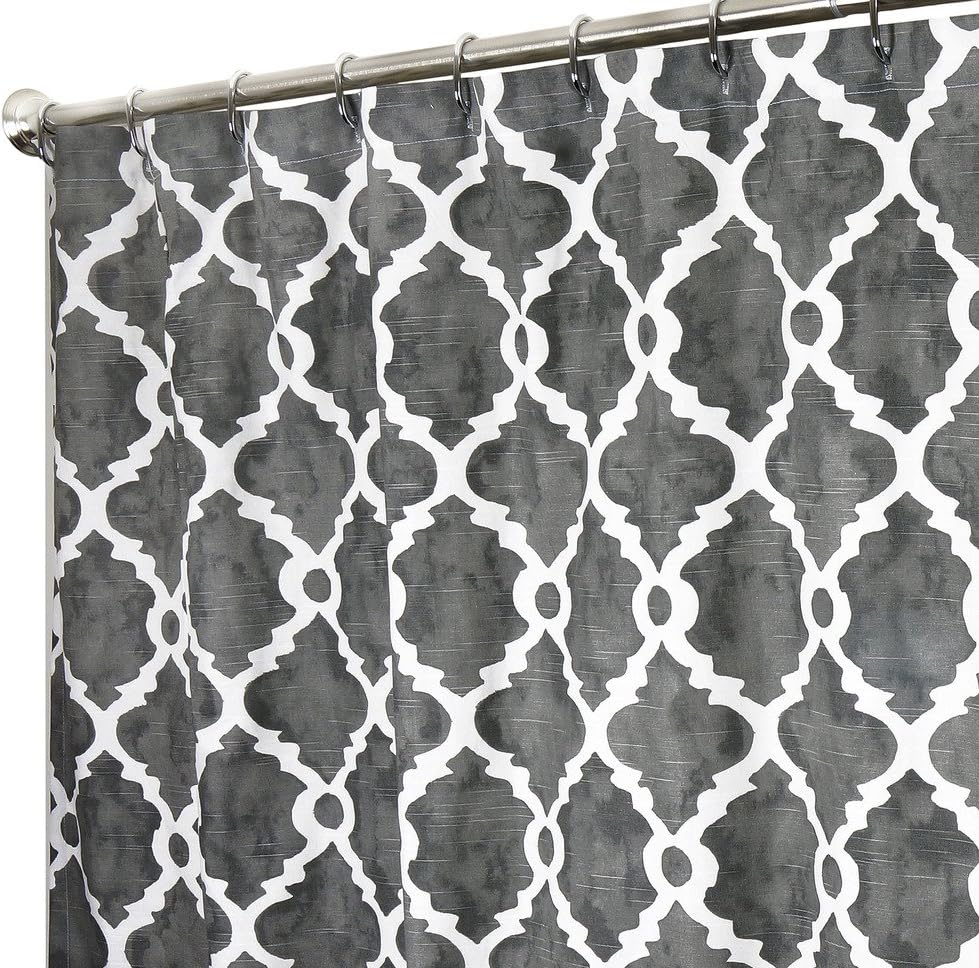 Amazon Com Extra Long Shower Curtain Gray Geometric Fabric Shower
