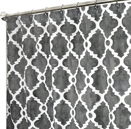 Amazon Com Extra Long Shower Curtain Gray Geometric Fabric Shower