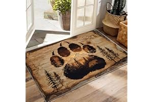 Rugs 2x3 Wildlife Rug, Rustic Cabin Bear Paw Area Rug, Rustic Outdoor Rugs, Hunting Themed Carpet Non-Slip Washable Carpet fo