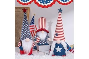 unanscre 4th of July Patriotic Gnomes Decorations - 3PCS Handmade Gnomes American Stars&Stripes Plush Elf Scandinavian Tomte Veterans Memorial Day Gift - Fourth of July Independence Day Table Ornament