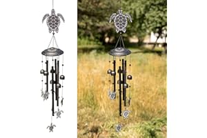 VP Home Black Sea Turtles Wind Chimes for Outside - 32 Inches Harmonic Windchimes with Rustic Design for Gardens, Patios, and Porches - Thoughtful Gifts for Mom, Grandma, and Turtle Lovers