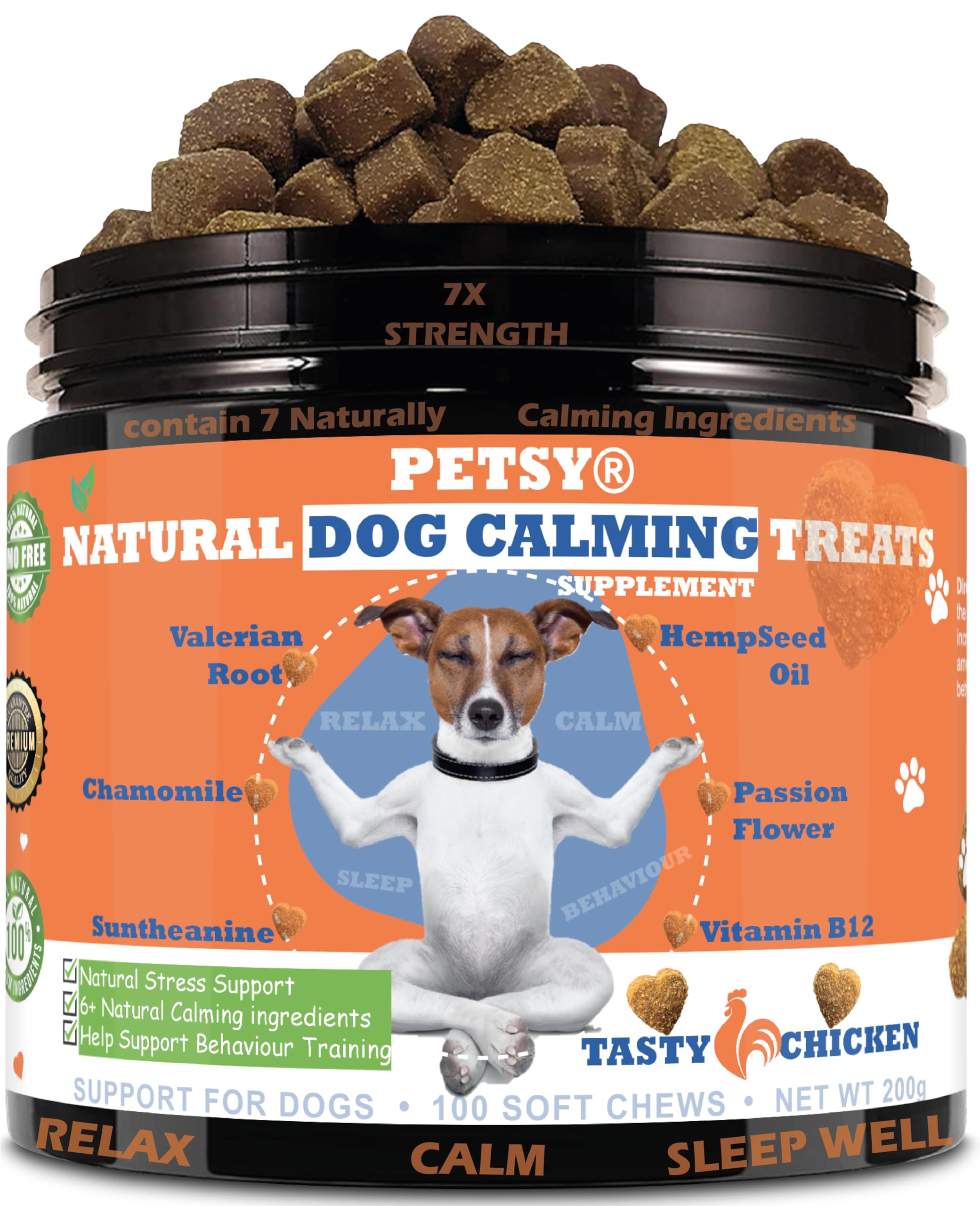 Dog Calming Tablets that work CALMS Fear, Stress, Separation Anxiety, Travel Calming Dog Treats DAILY Dog Calming Chews TASTY Calming Tablets for Dogs CHICKEN Dog Calming Tablets Dog calming products