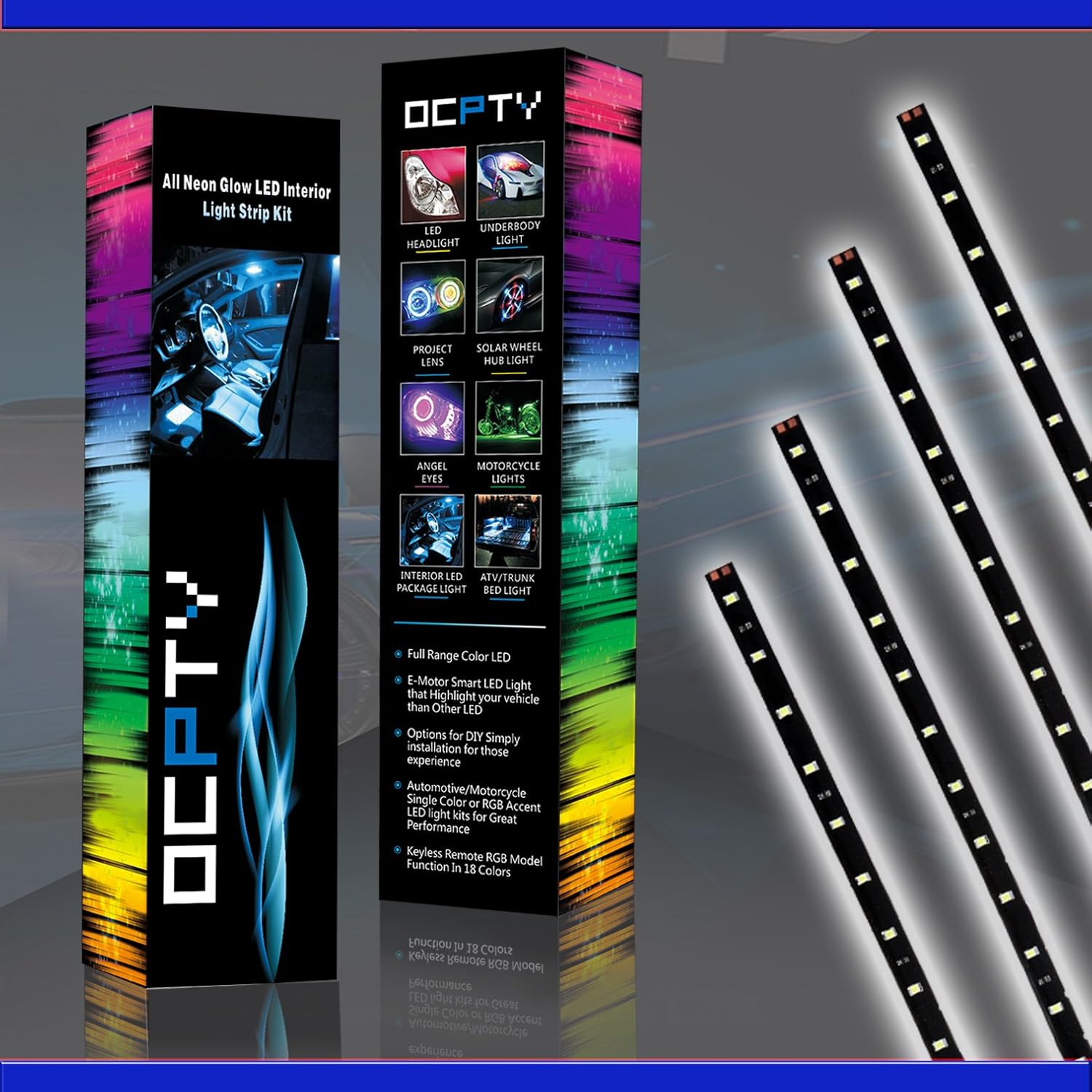 OCPTY LED Strip Light 10 Pack 30CM RGB 15-SMD Motorcycle Yellow Accent Glow Neon Lights Lamp Waterproof Turn Signal Light Replacement fit for Pickup SUV Jeeps RV Dodge Ram Toyota Chevy GMC