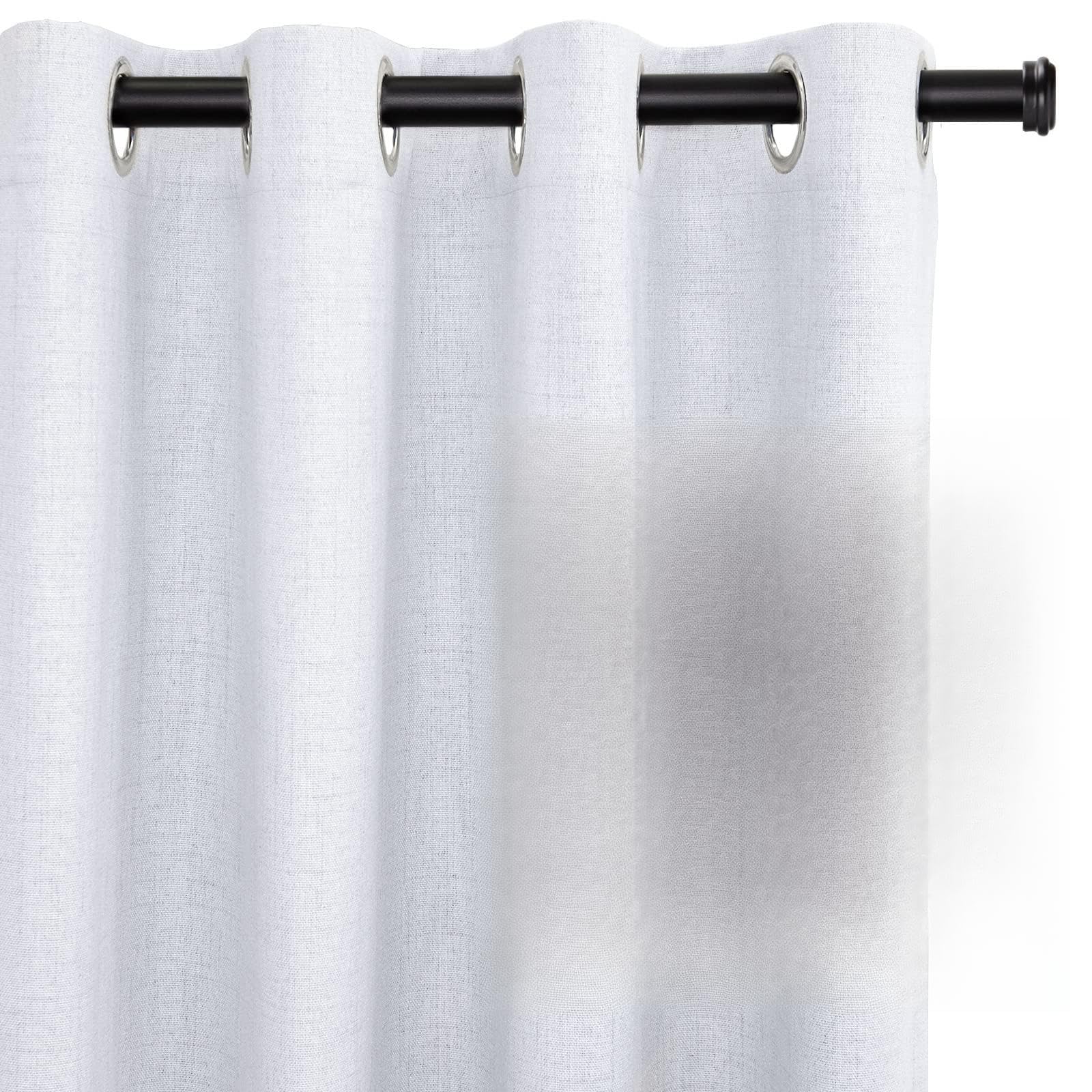 Photo 1 of 100% Blackout Shield Sliding Door Curtains, Extra Wide Curtains 84 Inch Long, Patio Door Grommet Drapes for Living Room, 100”W x 84”L, Greyish White