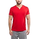 X RAY Men's Notch T-Shirt, Soft Cotton Short Sleeve Slim Fit Basic Split V Neck T Shirts for Men