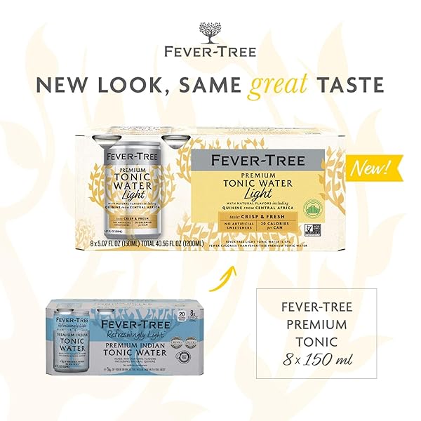 FEVER-TREE NATURALLY LIGHT TONIC WATER, 5.07 FL OZ (PACK OF 8)